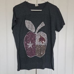 Gildan Kids T-Shirt - Charcoal with Glitter Apple Design